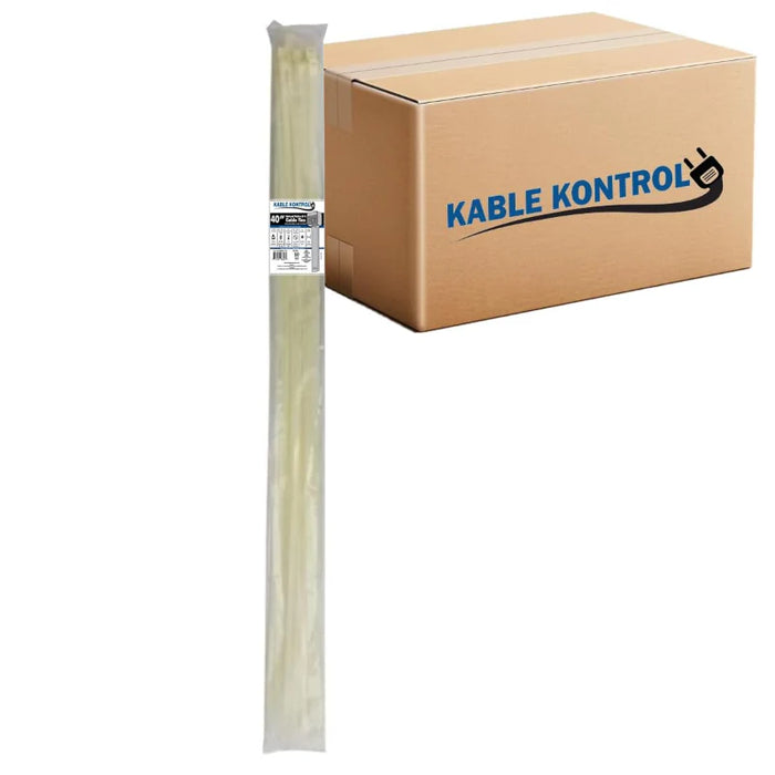 40 Inch - Zip Ties - Nylon - Natural - 250 Lbs Strength - 1000 Pcs - Bulk Zip Ties