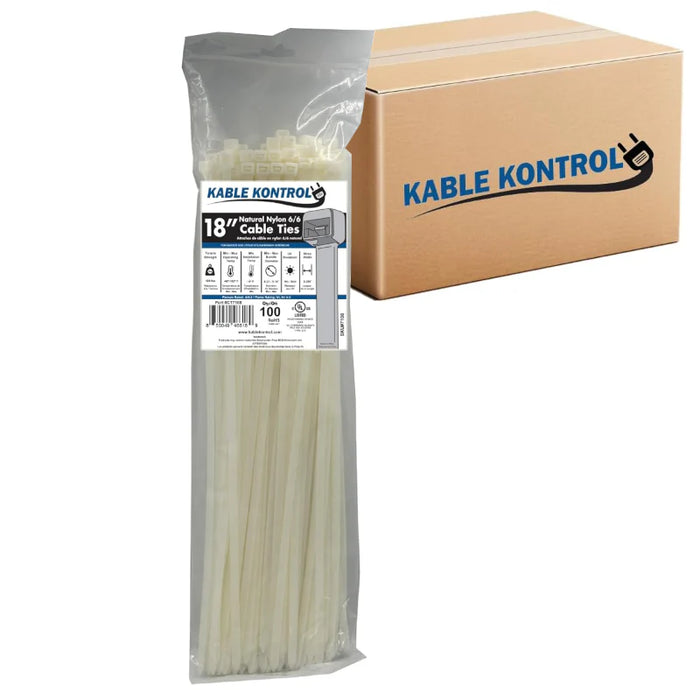 18 Inch - Zip Ties - Nylon - Natural - 120 Lbs Strength - 2800 Pcs - Bulk Zip Ties