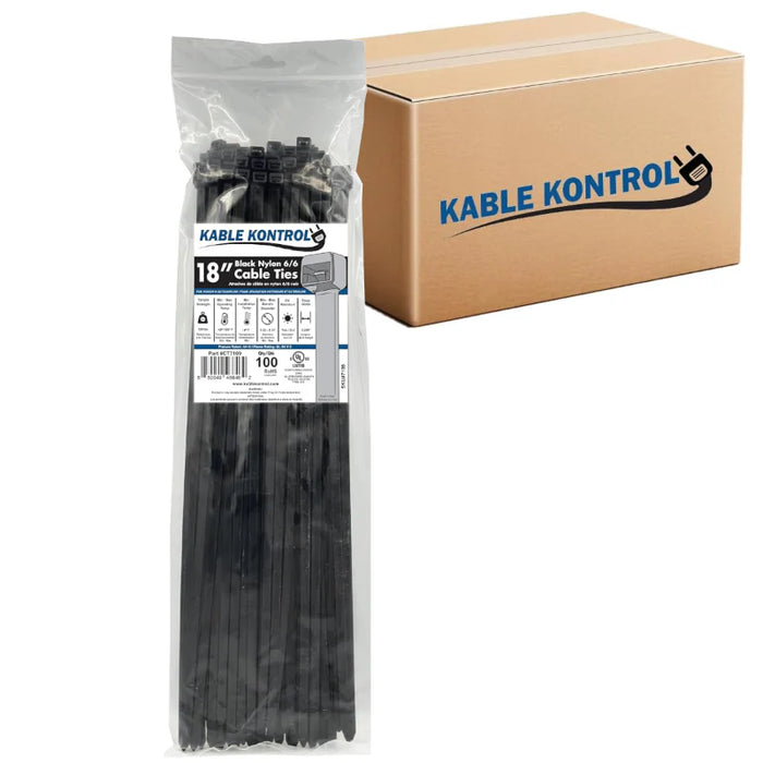 18 Inch - Zip Ties - UV Resistant Nylon - Black - 120 Lbs Strength - 2800 Pcs - Bulk Zip Ties