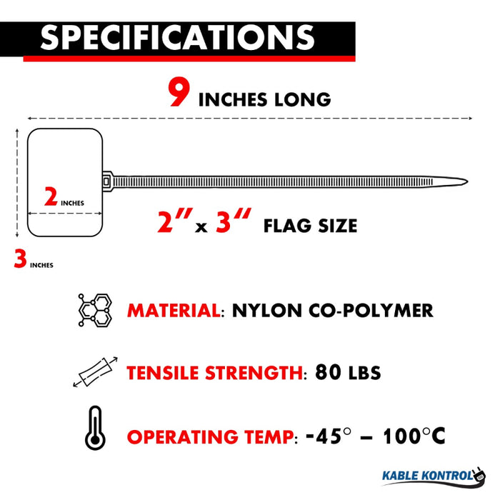 Large ID Flag Zip Ties