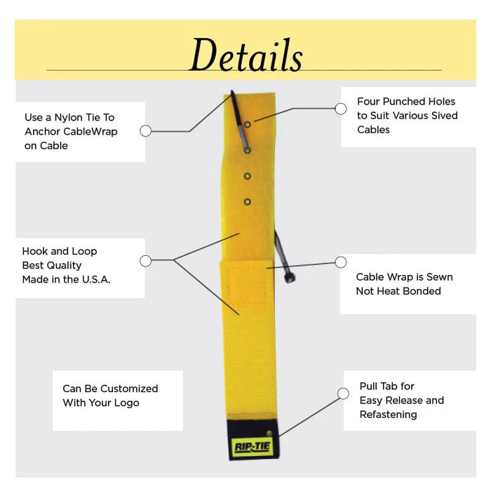 Rip-Tie® Nylon Swivel Hook And Loop Strap - 6" L x 1" W - Nylon - Neon Yellow