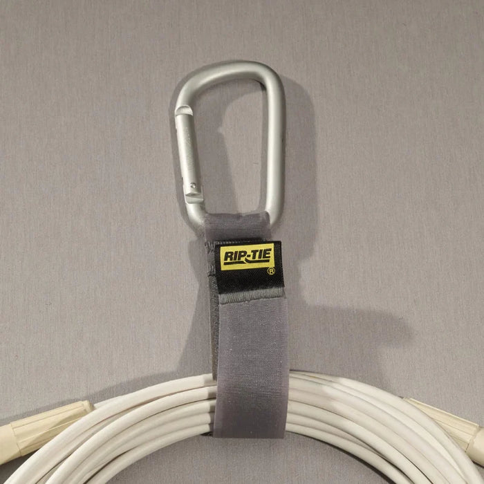 Rip-Tie® Silver Carabiner Hook And Loop Strap - 9" L x 1" W - Nylon - Rainbow