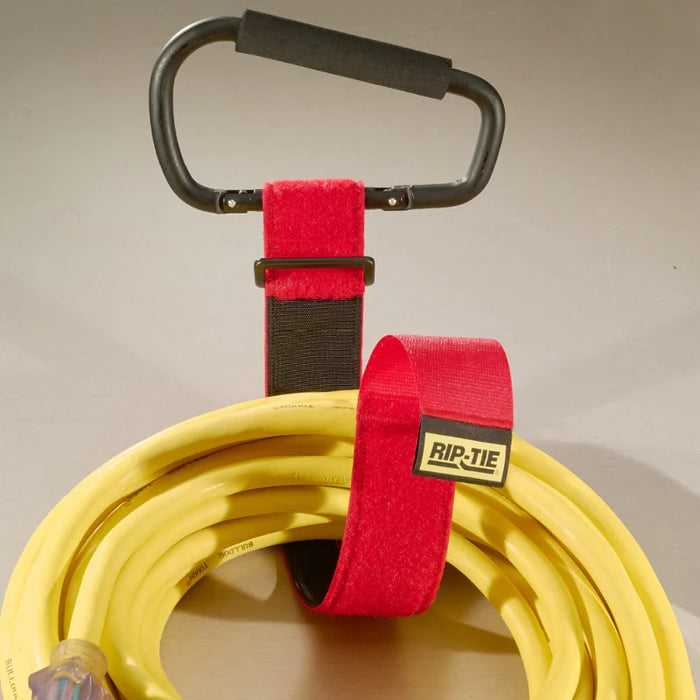 Rip-Tie® 6" Carabiner Hook And Loop Strap With Webbing - 20" L x 2" W - Nylon - Red