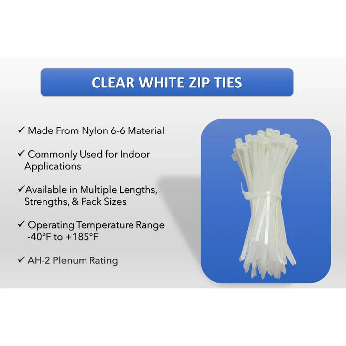 5.5 Inch - Zip Ties - Nylon - Natural - 18 Lbs Strength - 30000 Pcs - Bulk Zip Ties