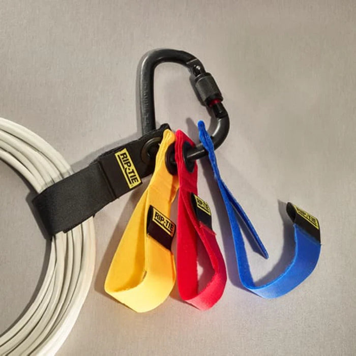 Rip-Tie® Locking Carabiner 4.5" with Heavy Duty Hook and Loop Strap - 12" L x 1.5" W - Nylon - Multi-Color