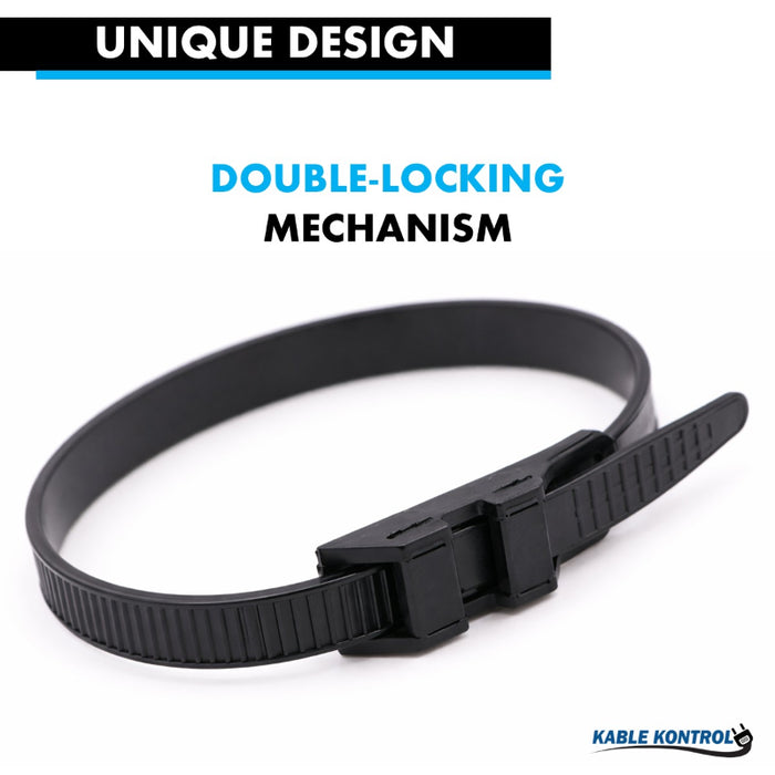 12 Inch - Low Profile Zip Ties - UV Resistant Nylon - Black - 120 Lbs Strength - 100 Pcs