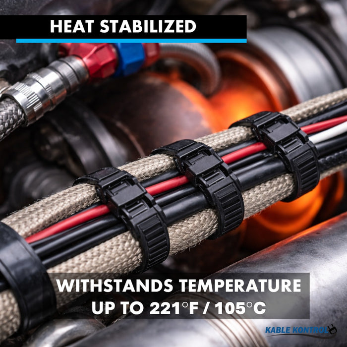 14 Inch - Low Profile Zip Ties - UV Resistant Nylon - Black - 120 Lbs Strength - 100 Pcs