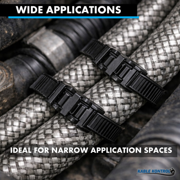 12 Inch - Low Profile Zip Ties - UV Resistant Nylon - Black - 120 Lbs Strength - 100 Pcs