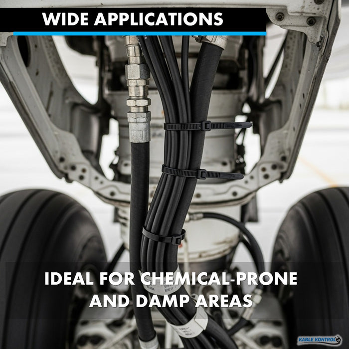 14 Inch - Polypropylene Zip Ties - 50 lbs Tensile Strength - 100 Pcs - Black