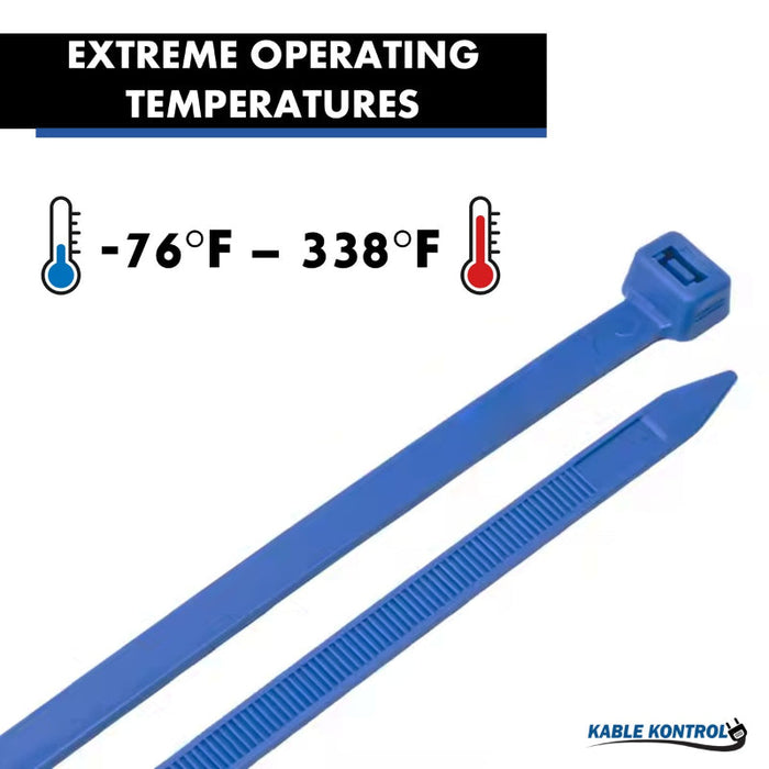 4 Inch - ETFE Tefzel Zip Ties - 18 Lbs Strength - 100 Pcs - Blue