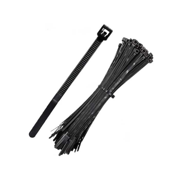 24 Inch - Weather Resistant Zip Ties - Nylon - Black - 120 Lbs Strength - 50 Pcs