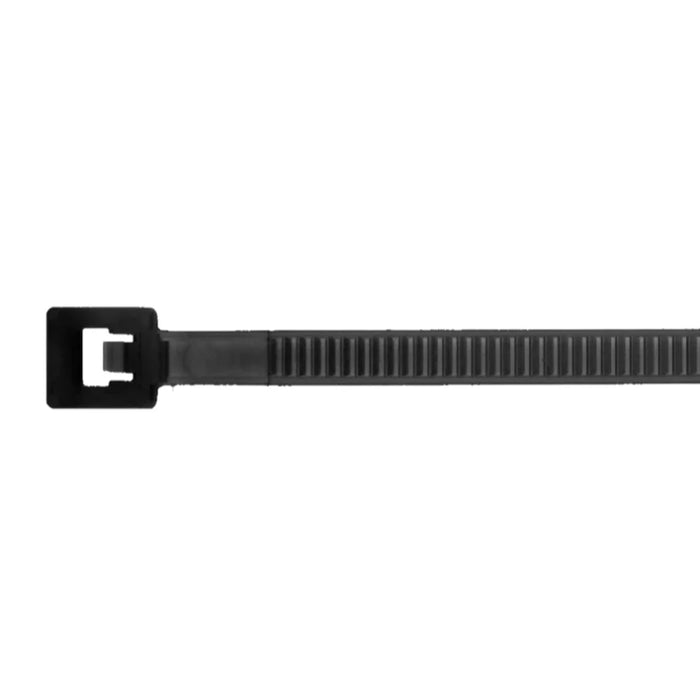 14.5 Inch - Weather Resistant Zip Ties - Nylon - Black - 120 Lbs Strength - 100 Pcs