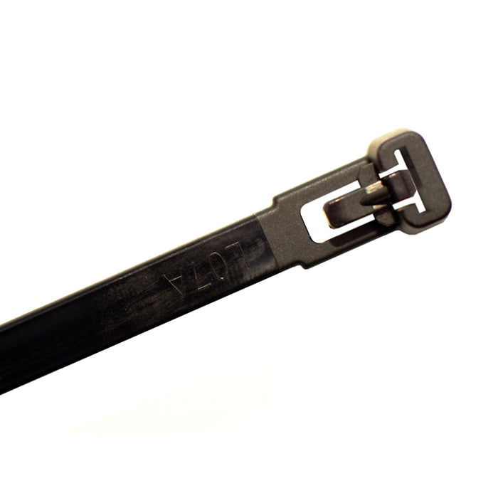 6 Inch - Releasable Reusable Zip Ties - UV Resistant Nylon - Black - 50 Lbs Strength - 100 Pcs