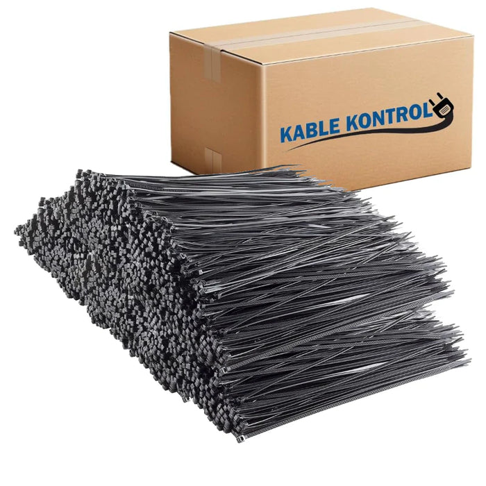 8 Inch - Zip Ties - UV Resistant Nylon - Black - 120 Lbs Strength - 6000 Pcs - Bulk Zip Ties