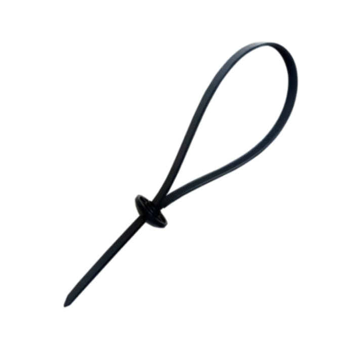 8 Inch - Button Head Zip Ties - UV Resistant Nylon - Black - 120 Lbs Strength - 100 Pcs
