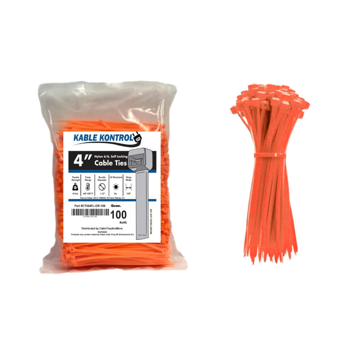 Fluorescent Orange Zip Ties