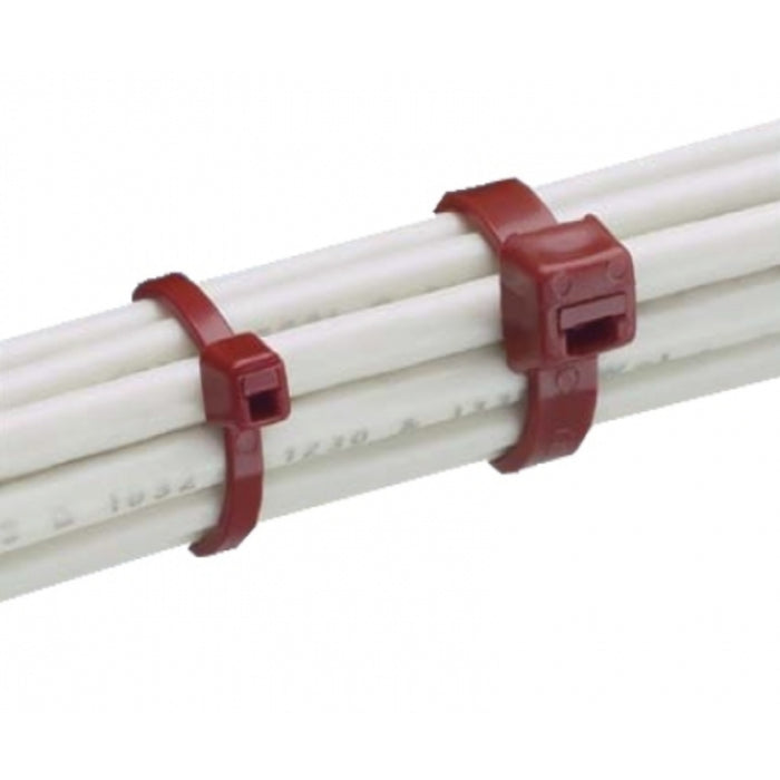 7.4 Inch - Plenum Rated Halar Zip Ties - Red - 50 Lbs Strength - 100 Pcs