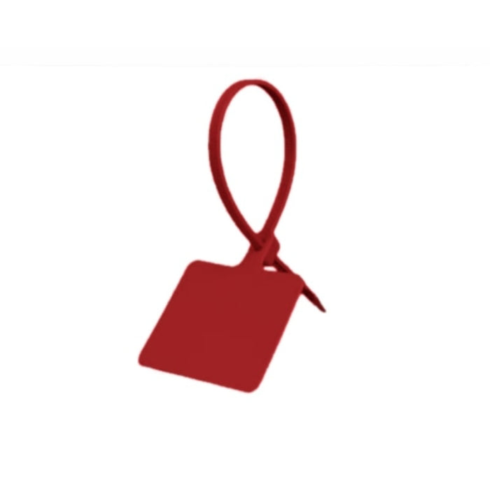 12 Inch - Write On Zip Tie Tags - (2 x 3 Inch) Flag Top - 120 Lbs Strength - 100 Pcs - Red
