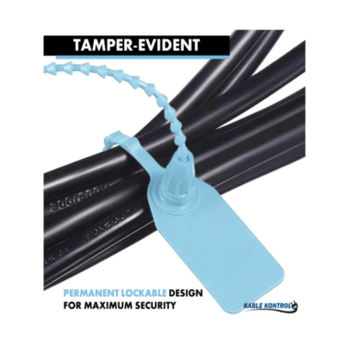 12 Inch - Pull Tight Serialized Tamper Evident Zip Tie Seals - 50 Lbs Strength - 50 Pcs - Blue