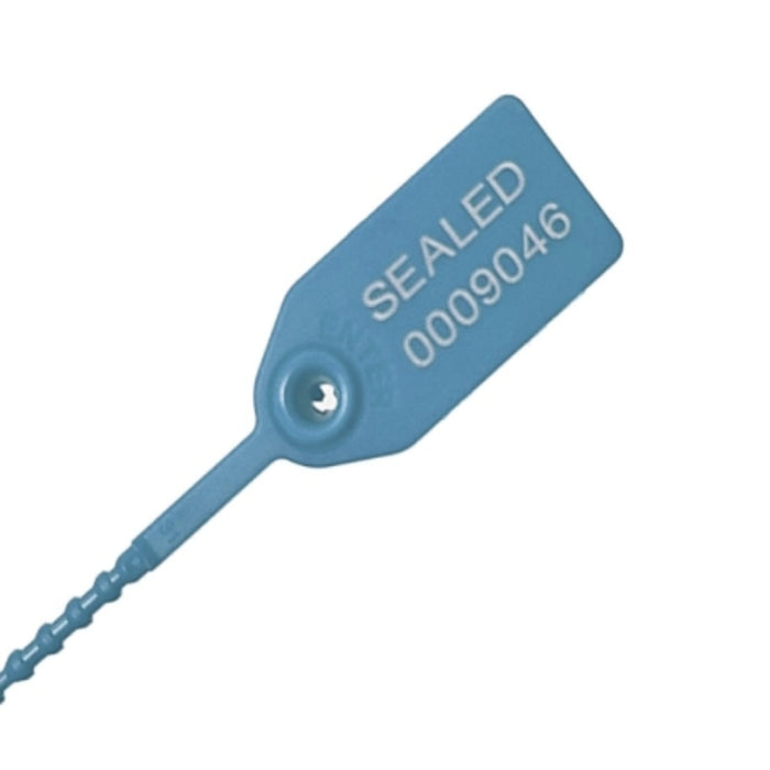 12 Inch - Pull Tight Serialized Tamper Evident Zip Tie Seals - 50 Lbs Strength - 50 Pcs - Blue