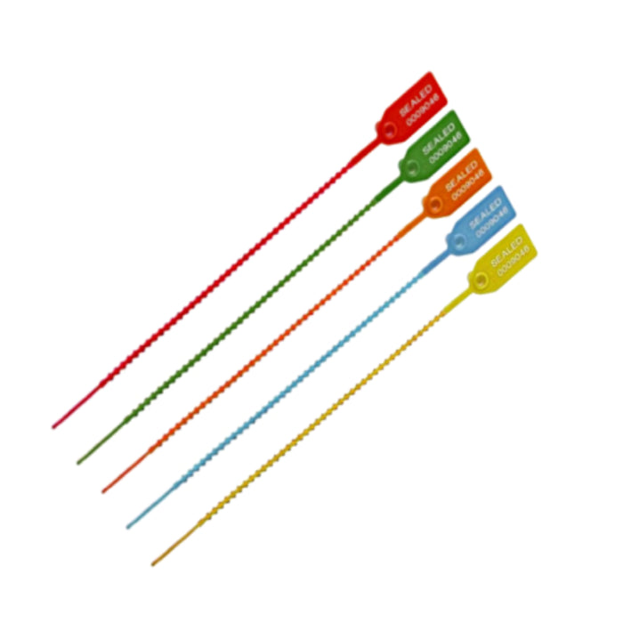 12 Inch - Pull Tight Serialized Tamper Evident Zip Tie Seals - 50 Lbs Strength - 50 Pcs - Yellow