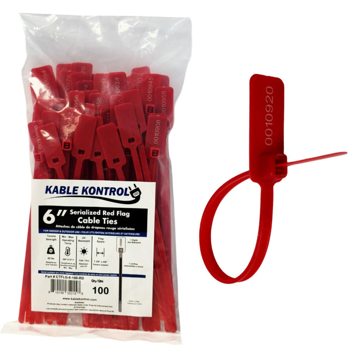 Serialized Flag Identification Numbered Zip Ties