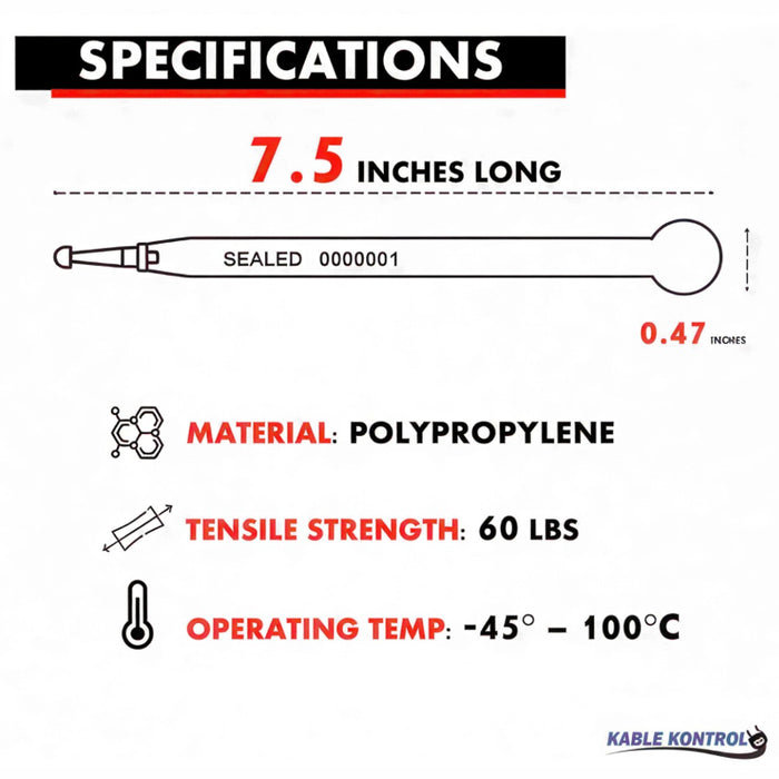 7.5 Inch - Truck Seals - Polymer - Red - 60 Lbs Strength - 100 Pcs