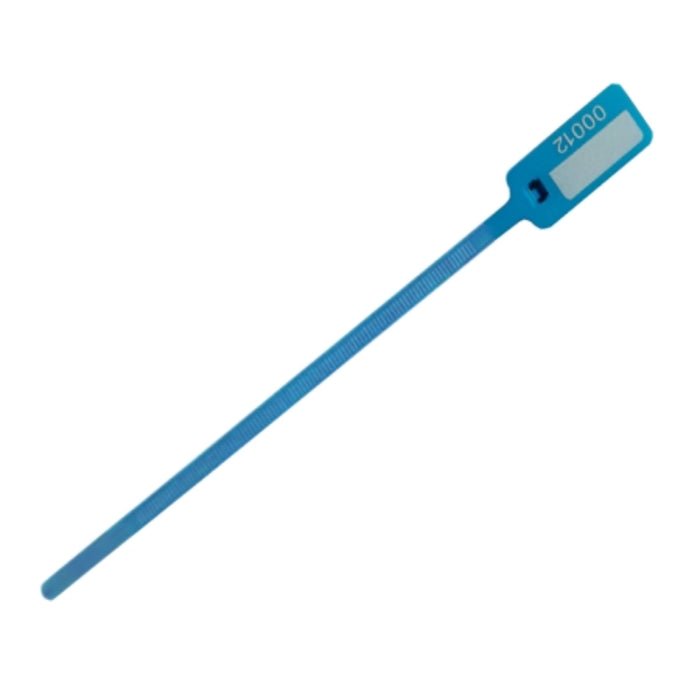 6 Inch - Serial Numbered Write On Flag Zip Tie Tags - Blue - 100 Pcs Pack