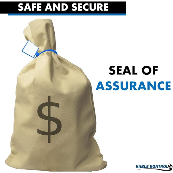 6 Inch - Write On Zip Tie Tags - (1-7/8 x 1-1/8 Inch) Flag Top - 40 Lbs Strength - 100 Pcs - Blue