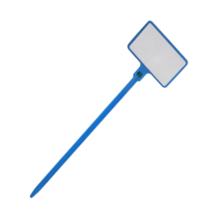 6 Inch - Write On Zip Tie Tags - (1-3/8 x 5/8 Inch) Flag Top - 40 Lbs Strength - 100 Pcs - Blue