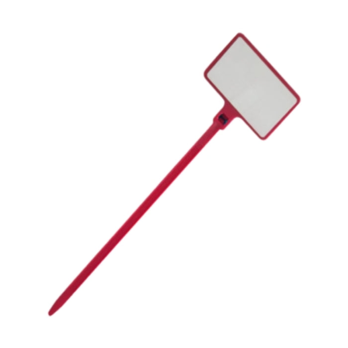 6 Inch - Write On Zip Tie Tags - (1-3/8 x 5/8 Inch)) Flag Top - 40 Lbs Strength - 100 Pcs - Red