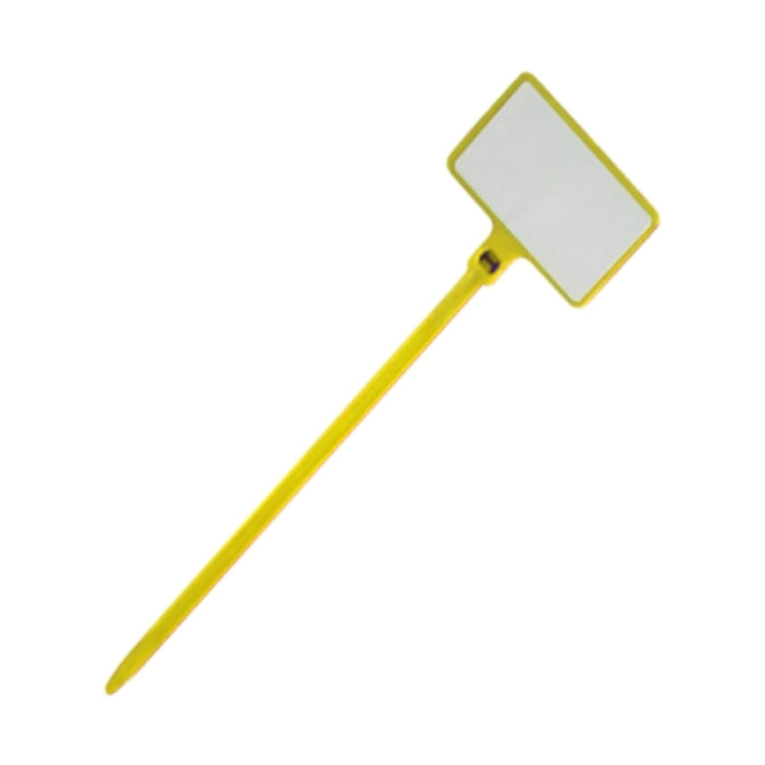 6 Inch - Write On Zip Tie Tags - (1-7/8 x 1-1/8 Inch) Flag Top - 40  Lbs Strength - 100 Pcs - Yellow
