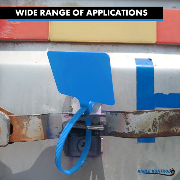 9 Inch - Write On Zip Tie Tags - (2 x 3 Inch) Flag Top - 80 Lbs Strength - 100 Pcs - Blue