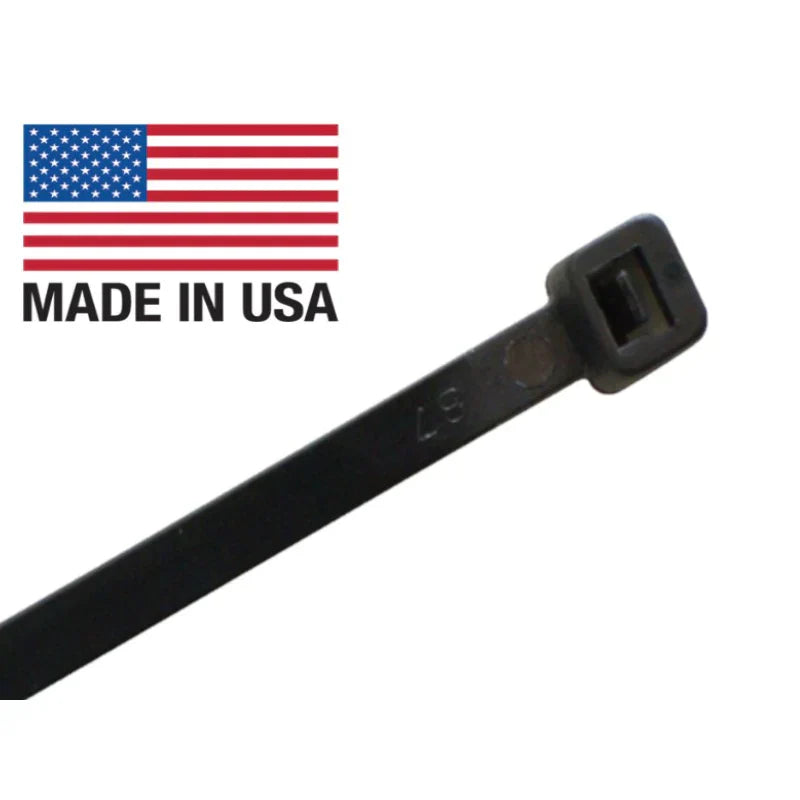 Zip 8 Inch 8 Inch - USA Made Zip Ties - UV Resistant Nylon - Black - 120 Lbs Stre ...