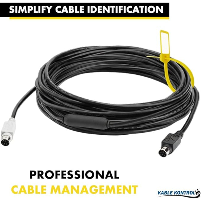 6 Inch - Write On Zip Tie Tags - (1-3/8 x 5/8 Inch) Flag Top - 40  Lbs Strength - 100 Pcs - Yellow