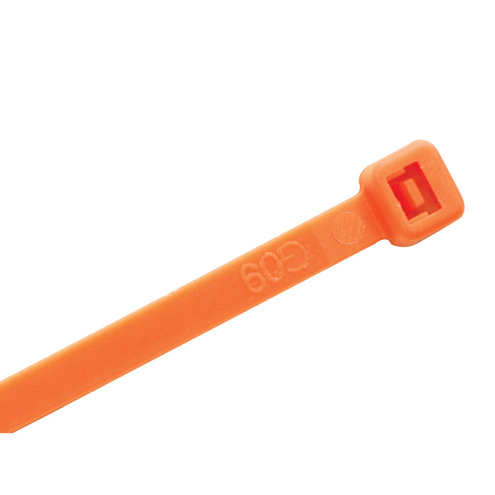 8 Inch - Color Zip Ties - Nylon - Orange - 50 Lbs Strength - 100 Pcs