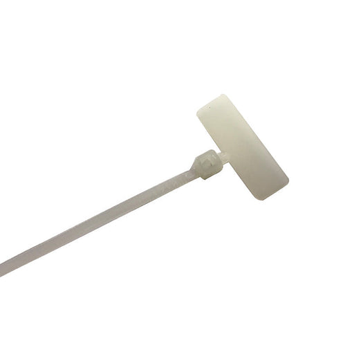 Kable Kontrol® Identification Tag Zip Ties - 4" Inch - 0.80" X 0.35" Flag Top - 18 Lbs Tensile Strength - Natural - 100 Pcs Pack