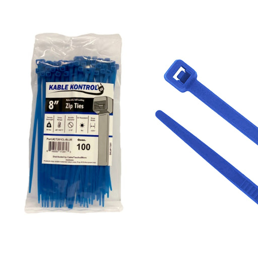 Kable Kontrol™ Releasable Reusable Zip Ties - 8 Long - 50 Lbs Tensile  Strength - 100 pack - UV Black