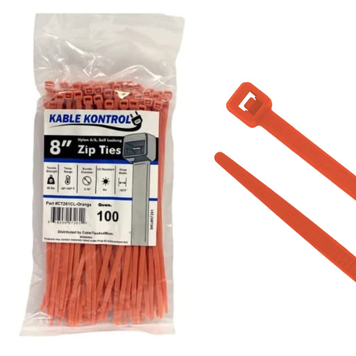 kable-kontrol-nylon-zip-ties-8-inch-50-lbs-tensile-strength-orange-100-pack