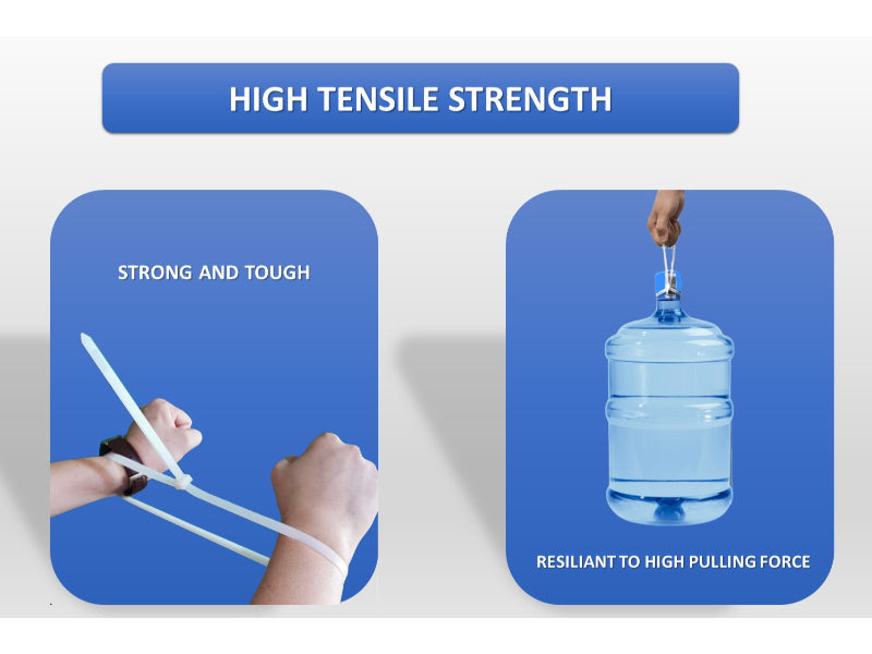 Kable Kontrol® Heavy Duty Zip Ties 6" Inch - Natural Nylon - 175 Lbs Tensile Strength - 5 Pcs Pack