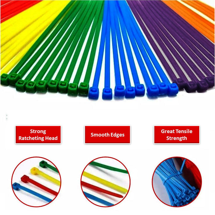 11" Inch Long - Blue Zip Ties - Colored Nylon - 50 Lbs Tensile Strength - 100 Pcs Pack