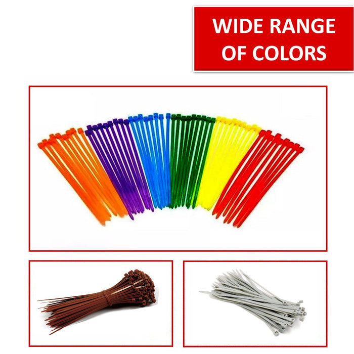 14" Inch Long - Color Cable Zip Ties - Nylon Red - 50 Lbs Tensile Strength - 100 Pcs Pack