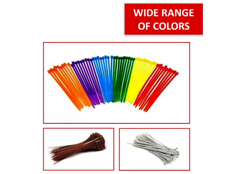 8" Inch Long - Color Cable Zip Ties - Nylon Fluorescent Pink - 50 Lbs Tensile Strength - 100 Pcs Pack