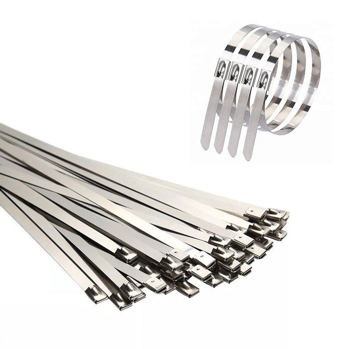 Kable Kontrol® Stainless Steel Metal Zip Ties 11" Inch - 200 Lbs Tensile Strength - 100 Pcs Pack