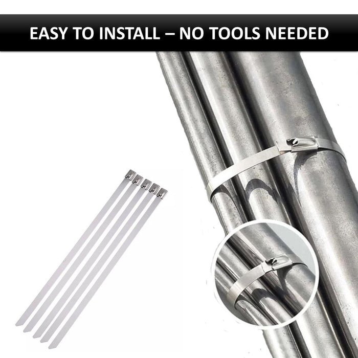 Kable Kontrol® Stainless Steel Metal Zip Ties 11" Inch - 200 Lbs Tensile Strength - 100 Pcs Pack