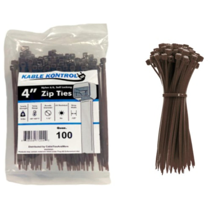 kable-kontrol-nylon-zip-ties-4-inch-18-lbs-tensile-strength-brown-100-pack