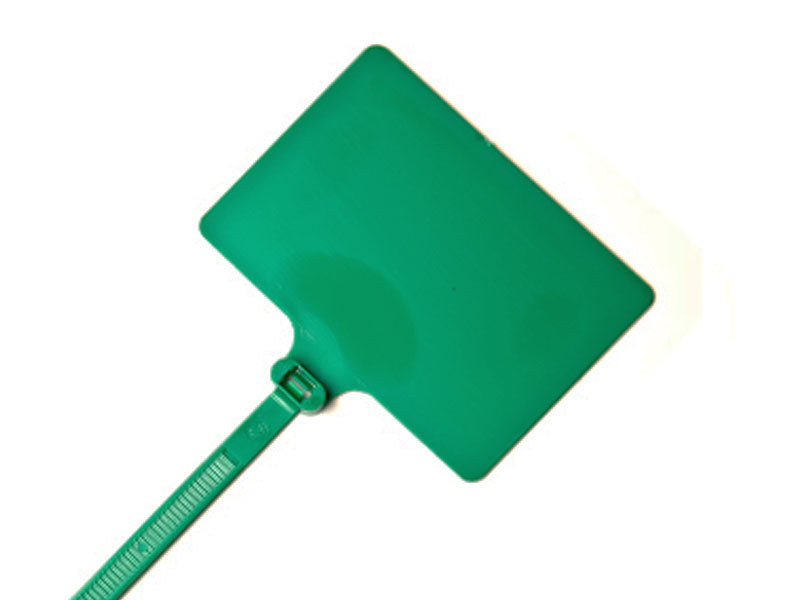 Write On Zip Tie Tags 2 Inch x 3 inch Flag Top 18 Inch Long 100 pc Green