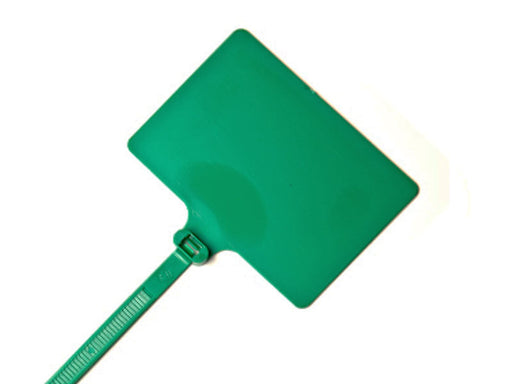 Write On Zip Tie Tags 2 Inch x 3 inch Flag Top 9 Inch Long 100 pc Green