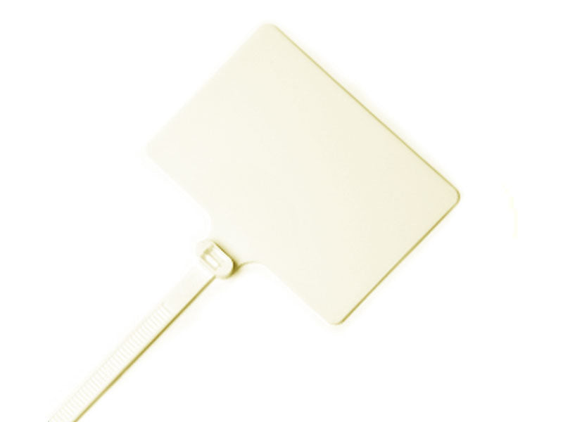 Write On Zip Tie Tags 2 Inch x 3 inch Flag Top 6 Inch Long 100 pc Ivory