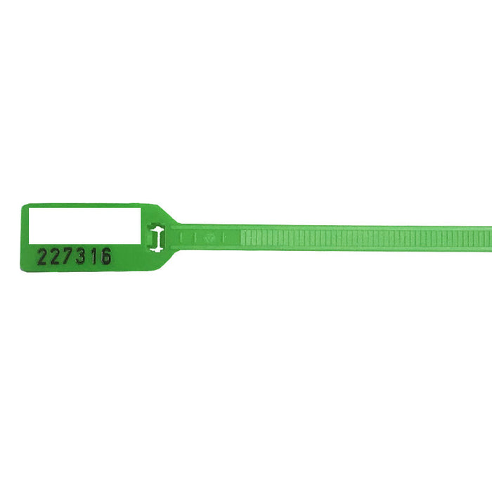 Numbered Write On Flag Zip Tie Tags 6 Inch Long 100 pc Pack Green